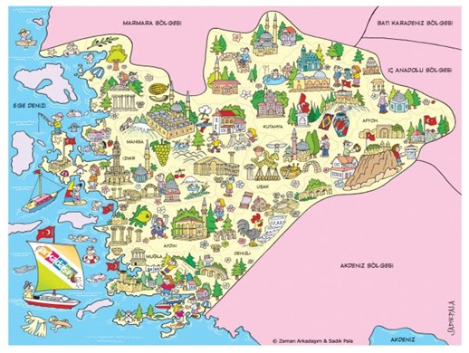 Ege Bölgesi ve Muğla Turistik Alanlar Haritası
